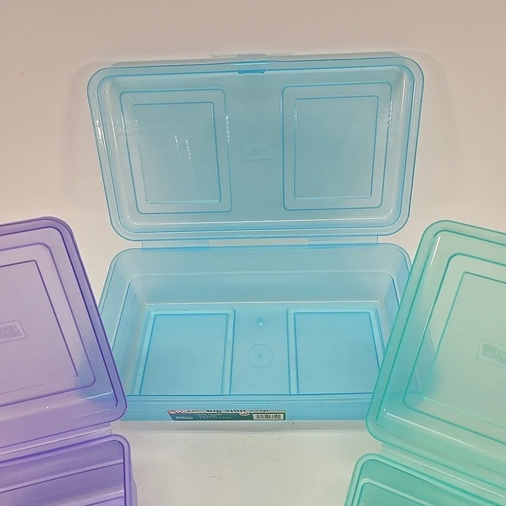 Lot Of 3 Stuffers Fliptop Stackable‎ Storage Bin Hinge Lid Plastic Container